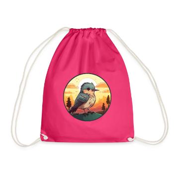 Kuckuck buntes Aquarell Cartoon Kawaii Tier - Turnbeutel - Fuchsia - Vorne
