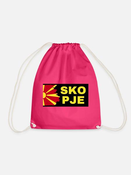 Skopje-Stadt mit Nordmazedonien-Flaggendesign - Turnbeutel - Fuchsia