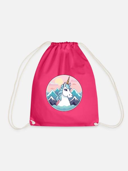 Einhorn Aquarell Karikatur Kawaii Haustier Tier Farbe - Turnbeutel - Fuchsia