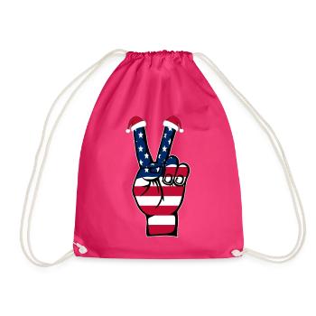 USA Flagge Weihnachten Peace Symbol - Turnbeutel - Fuchsia - Vorne