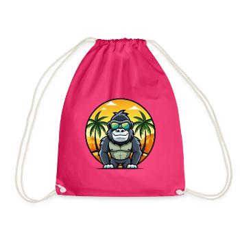 Gorilla Lustige Cartoon Sommer Strand Sonnenbrille Cool - Turnbeutel - Fuchsia - Vorne