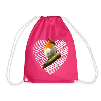Rotkehlchen süß lieblich - Turnbeutel - Fuchsia - Vorne