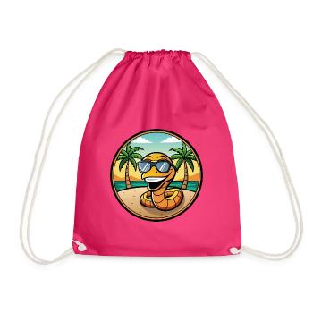 Schlange Lustige Cartoon Sommer Strand Sonnenbrille Cool - Turnbeutel - Fuchsia - Vorne