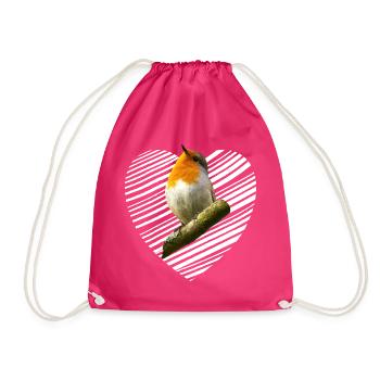 Rotkehlchen Singvogel - Turnbeutel - Fuchsia - Vorne