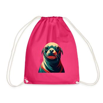 phoque dessin animé personnage animal de compagnie coloré - Sac de sport léger - fuchsia - Devant