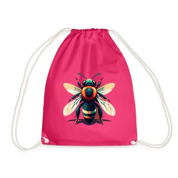 Biene Cartoon Figur Buntes Haustier Tier - Turnbeutel - Fuchsia - Vorne