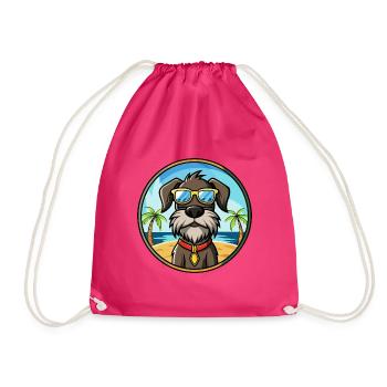 Chien d’arrêt allemand à poil dur race dessin animé plage - Sac de sport léger - fuchsia - Devant