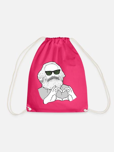 Karl Marx Hände bilden ein Herz Marxisten - Turnbeutel - Fuchsia