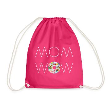 MOM WOW! Geschenk zum Muttertag - Turnbeutel - Fuchsia - Vorne