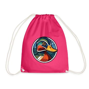 Mandarinente Bunte Aquarell-Tier-Karikatur - Turnbeutel - Fuchsia - Vorne