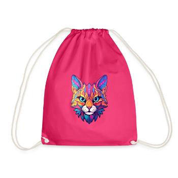 Rotluchs buntes Aquarell Karikatur Kawaii Tier - Turnbeutel - Fuchsia - Vorne