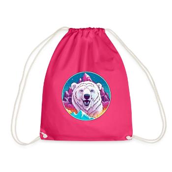 Eisbär Aquarell Karikatur Kawaii Haustier Tier Co - Turnbeutel - Fuchsia - Vorne