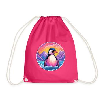 Pinguin Aquarell Karikatur Kawaii Haustier Tier Farbe - Turnbeutel - Fuchsia - Vorne