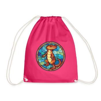 Bunte Aquarell-Tierillustration des Salamanders - Turnbeutel - Fuchsia - Vorne