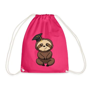 Graduation Sloth - Turnbeutel - Fuchsia - Vorne