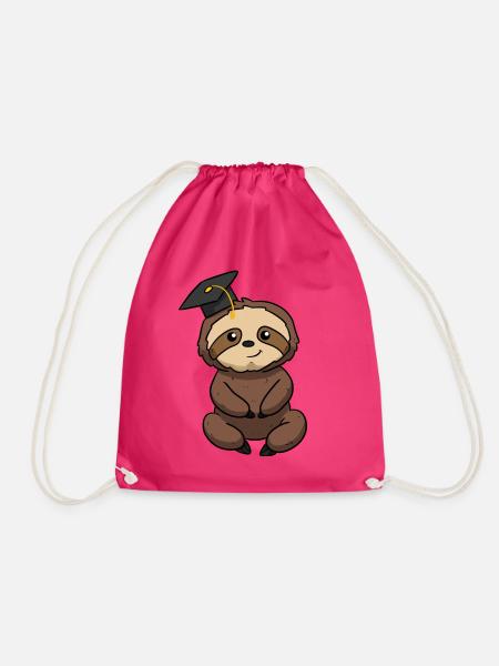 Graduation Sloth - Turnbeutel - Fuchsia
