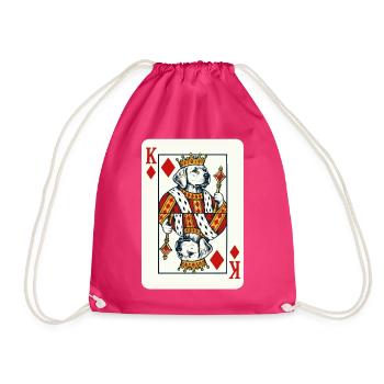 Karo König – Labrador als Spielkartenkönig - Turnbeutel - Fuchsia - Vorne