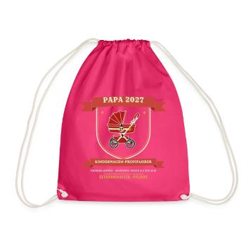 Papa 2027 – Kinderwagen Profifahrer Werdender Papa - Turnbeutel - Fuchsia - Vorne