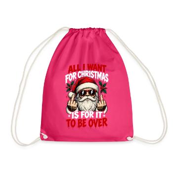 Santa Rebel Mittelfinger-Tee - Turnbeutel - Fuchsia - Vorne