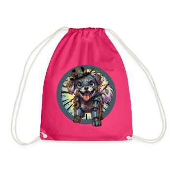 Mecha Hund Rostig und Verschmutzt - Turnbeutel - Fuchsia - Vorne