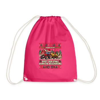Landwirtschaft - Erst der Stall, dann Bescherung - Turnbeutel - Fuchsia - Vorne
