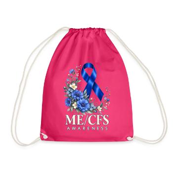 ME/CFS Awareness Blaue Schleife Blumen Solidarität - Turnbeutel - Fuchsia - Vorne