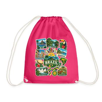 Brasilien Reisesticker - Turnbeutel - Fuchsia - Vorne