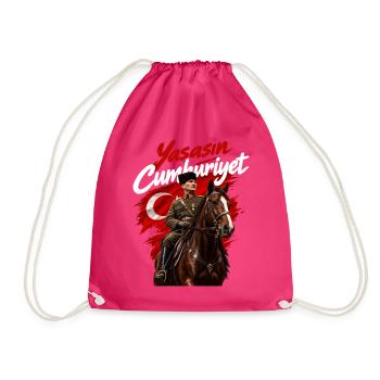 Atatürk Auf Pferd Yaşasın Cumhuriyet Türkei - Turnbeutel - Fuchsia - Vorne