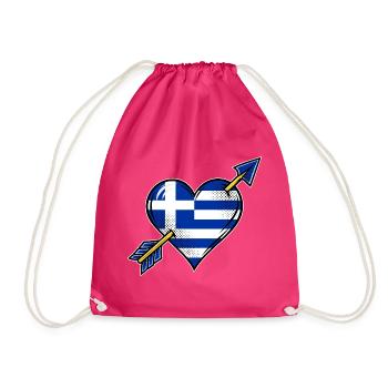 Griechenland Flagge Herz mit Pfeil - Turnbeutel - Fuchsia - Vorne