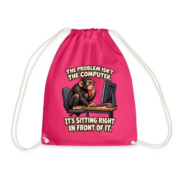 ODDROO – Computerproblem mit Nerd-Schimpanse - Turnbeutel - Fuchsia - Vorne