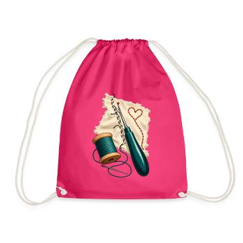 Nahtretter – Nadel, Faden und Geduld - Turnbeutel - Fuchsia - Vorne