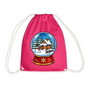 Winterwald Schneekugel Motive - Turnbeutel - Fuchsia - Vorne