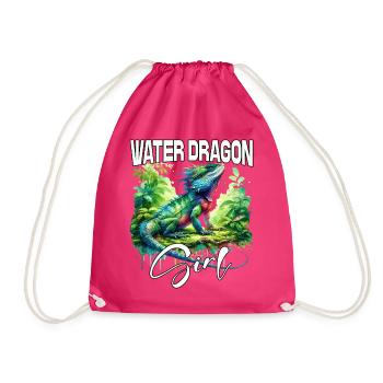 Wasserdrache Girl Lizard Water Dragon - Turnbeutel - Fuchsia - Vorne