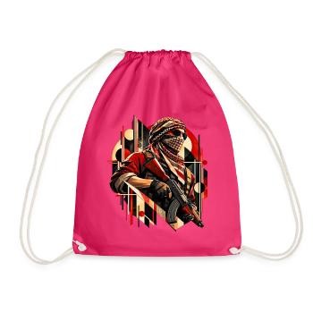 Kaempfer Motiv - Geschenk für Taktik Gamer - Turnbeutel - Fuchsia - Vorne