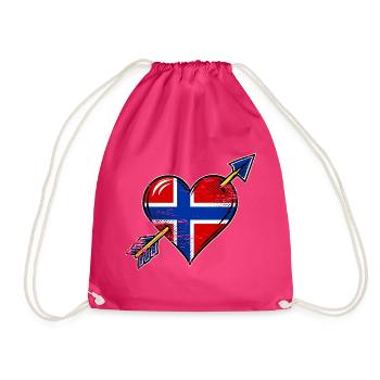 Norwegen Flagge Herz mit Pfeil used look - Turnbeutel - Fuchsia - Vorne