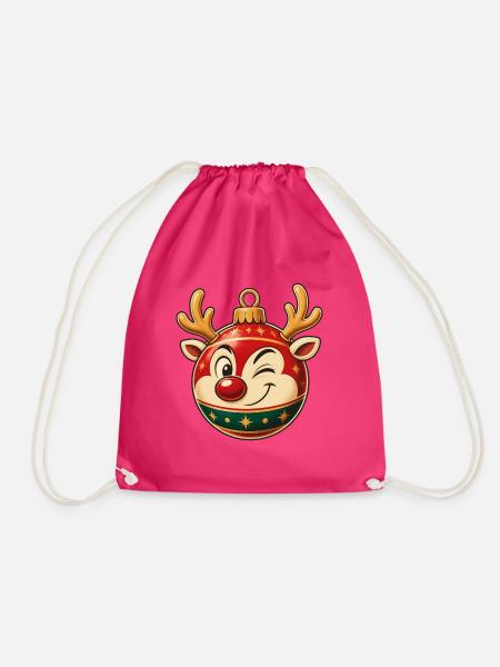 Fröhliches Rentier-Ornament - Turnbeutel - Fuchsia
