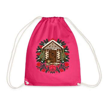 Polnisches Volks-Weihnachtshütten-Winterdesign - Turnbeutel - Fuchsia - Vorne