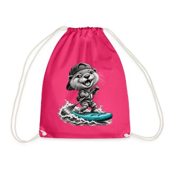 Standup-Otter Surfing - Turnbeutel - Fuchsia - Vorne
