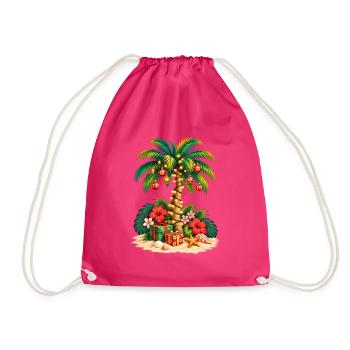 Weihnachten unter den Palmen – tropische Weihnachtsgeschenke - Turnbeutel - Fuchsia - Vorne
