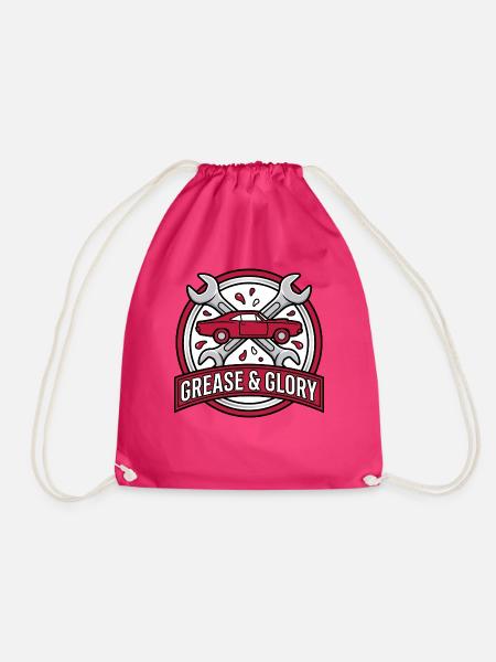 Retro Muscle Car Garage Abzeichen – Öl und Ruhm - Turnbeutel - Fuchsia