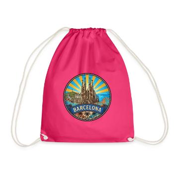 Barcelona Spanien Reiseabzeichen Sagrada Familia Geschenk - Turnbeutel - Fuchsia - Vorne
