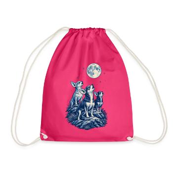 Drei Chihuahuas heulen zum Mond – Chihuahua-Papa - Turnbeutel - Fuchsia - Vorne