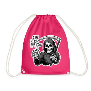 Ich Bin Für Dich Da, Sensenmann-schädel - Turnbeutel - Fuchsia - Vorne