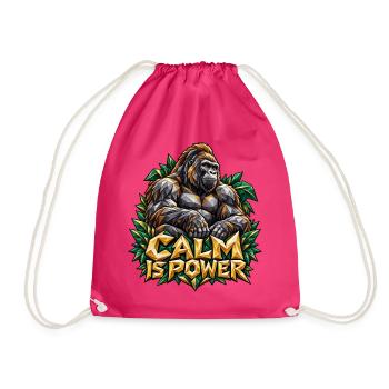 Calm is Power Gorilla Low Poly Stärke Ruhe Shirt - Turnbeutel - Fuchsia - Vorne