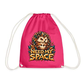 Need My Space Igel Low Poly Lustiger Spruch Shirt - Turnbeutel - Fuchsia - Vorne