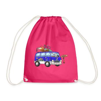 Frankreich Camper Wohnmobil - Turnbeutel - Fuchsia - Vorne