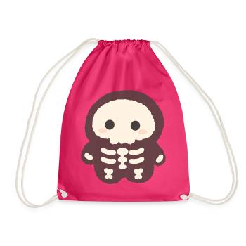 Kawaii-Skelettplüsch-Charme - Turnbeutel - Fuchsia - Vorne