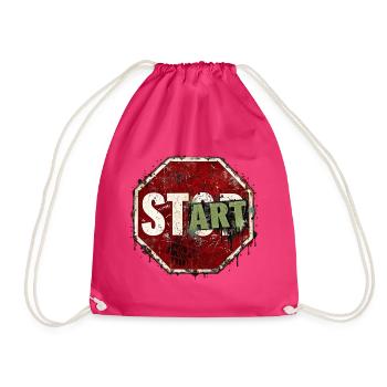 START statt STOP – Motivation Graffiti Streetwear - Turnbeutel - Fuchsia - Vorne