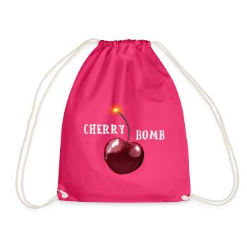 Cherry Bomb - Kirsche mit brennender Lunte - Turnbeutel - Fuchsia - Vorne