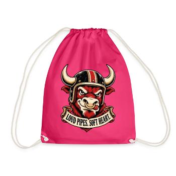 Biker Spruch - Loud Pipes Soft Heart - Turnbeutel - Fuchsia - Vorne